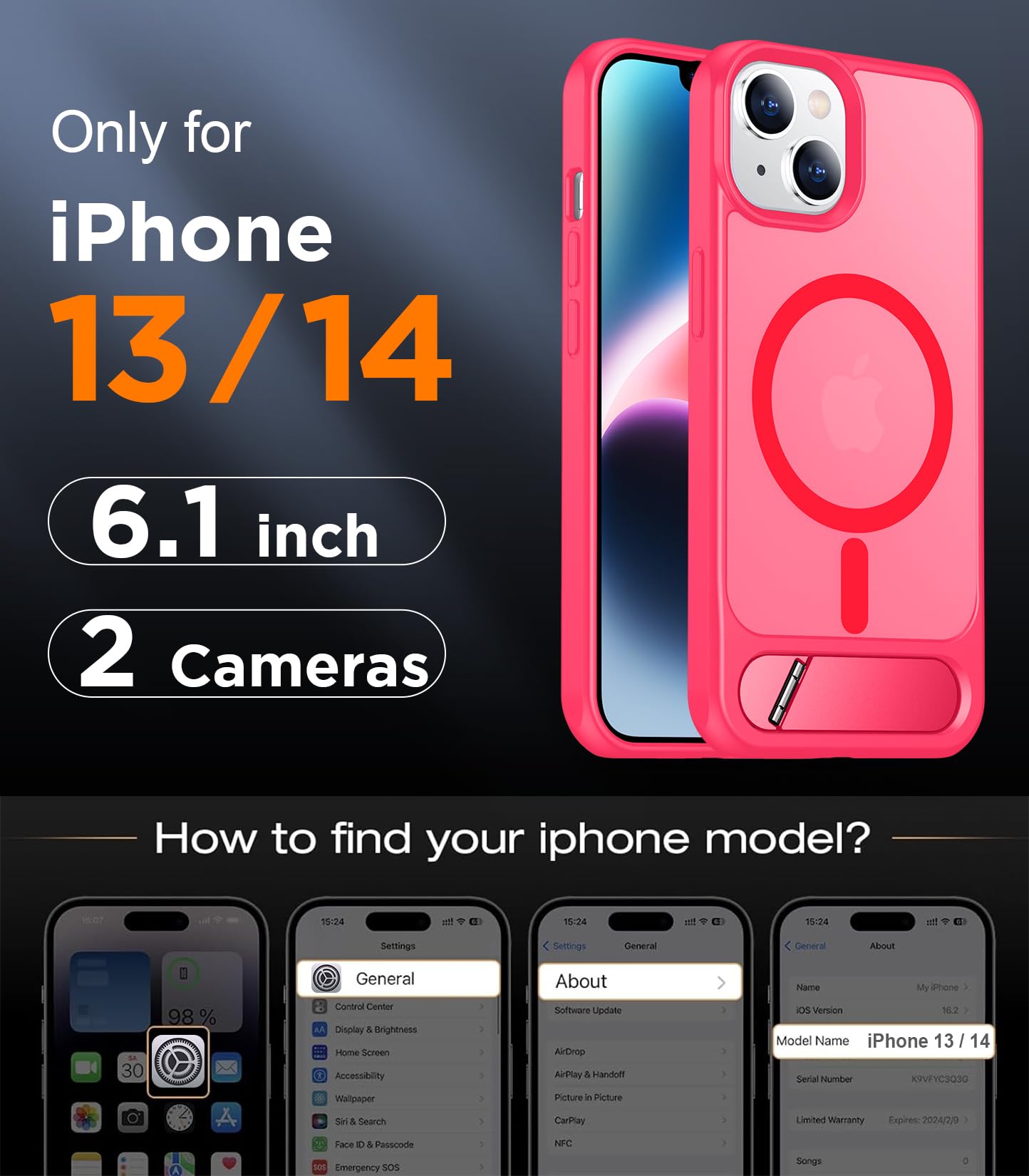 Foto 3 pulgar | Funda Magnética Temdan Compatible Con Iphone 14/13 6.1 - Venta Internacional.
