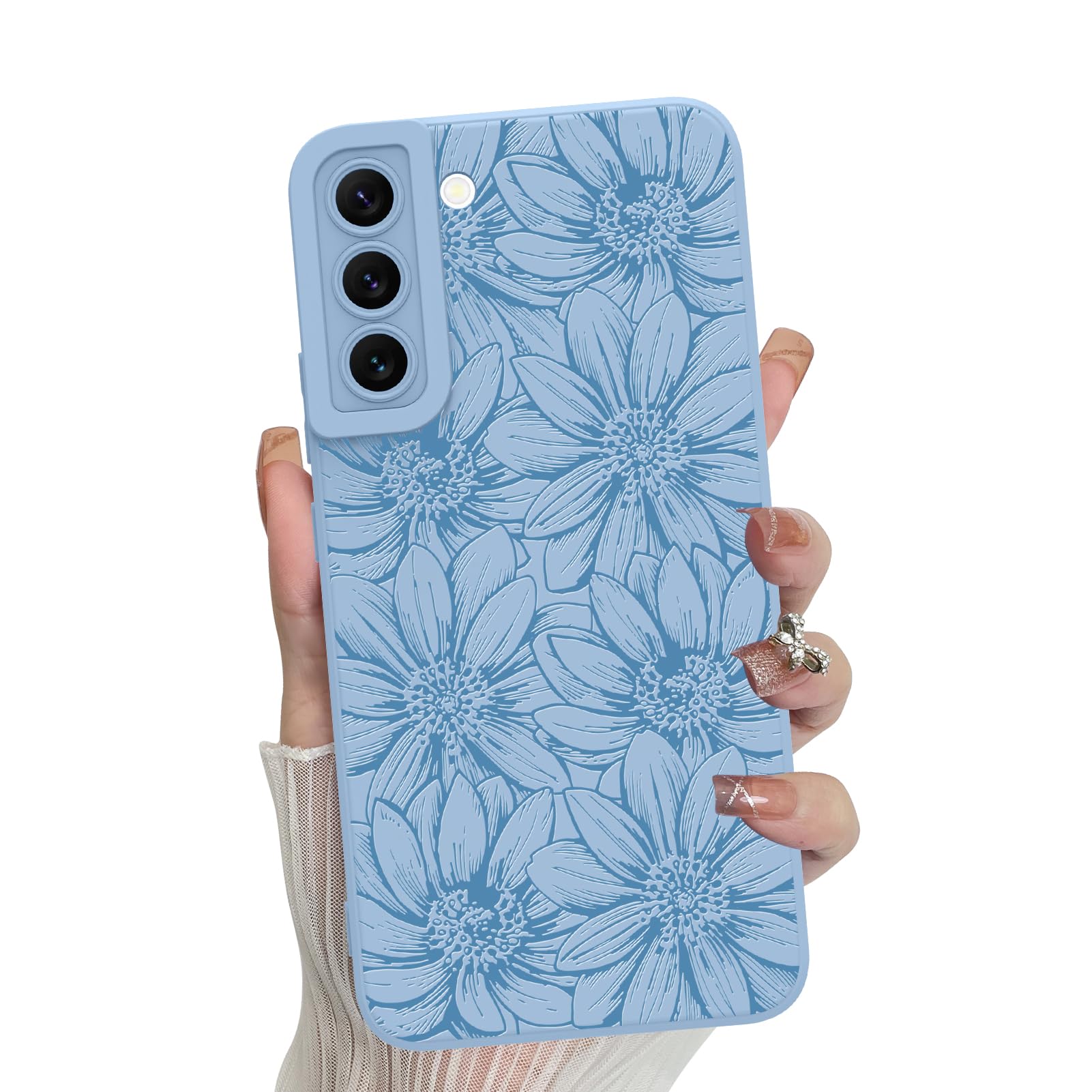 Foto 1 | Funda De Silicona Mzelq Con Estampado Floral Azul Para Samsung Galaxy S22 - Venta Internacional.