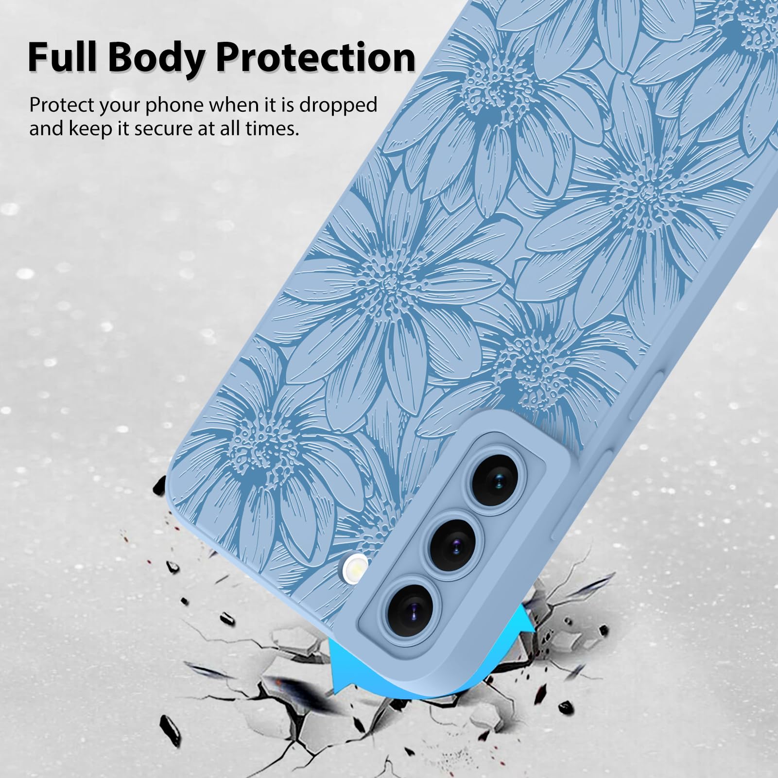 Foto 2 | Funda De Silicona Mzelq Con Estampado Floral Azul Para Samsung Galaxy S22 - Venta Internacional.
