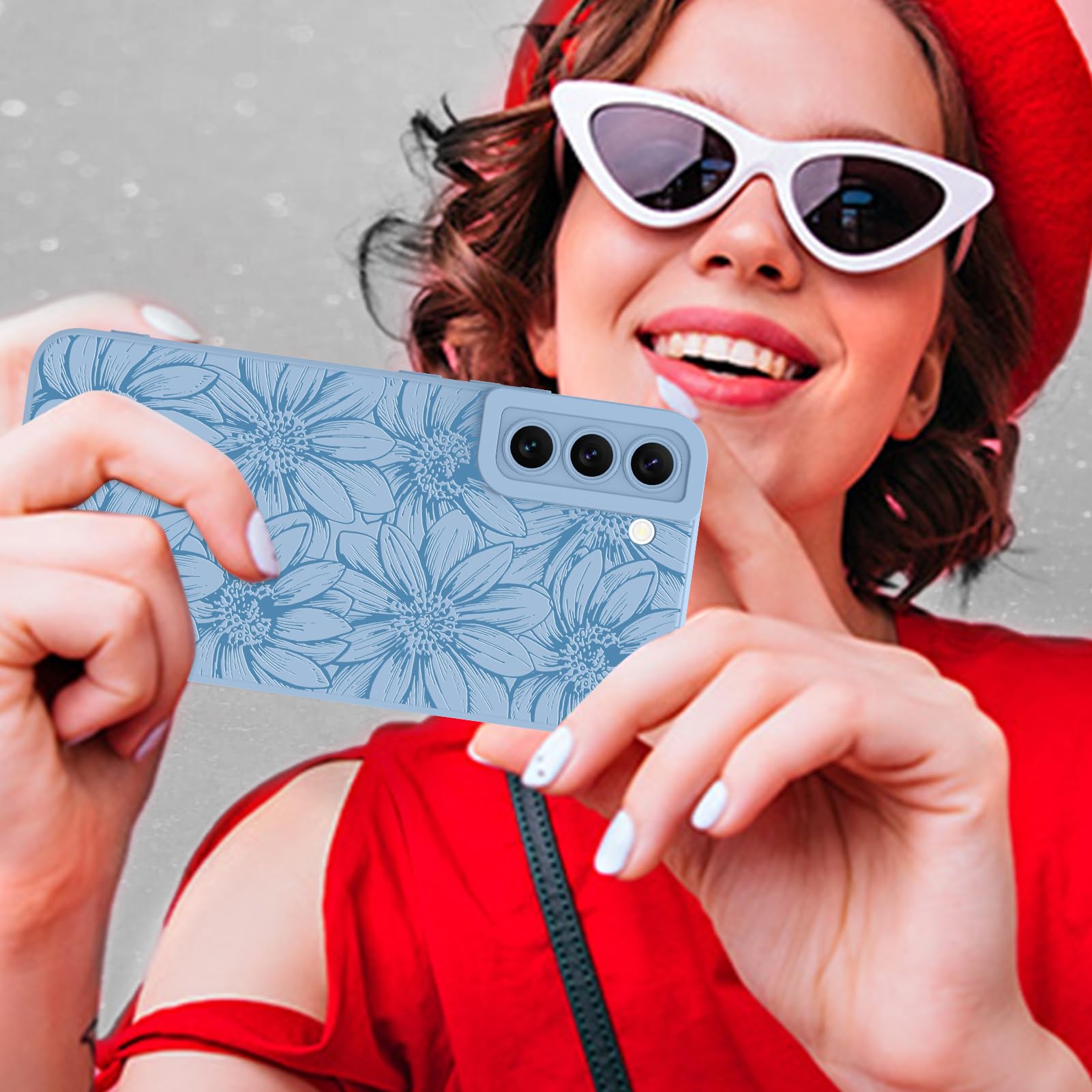 Foto 7 pulgar | Funda De Silicona Mzelq Con Estampado Floral Azul Para Samsung Galaxy S22 - Venta Internacional.