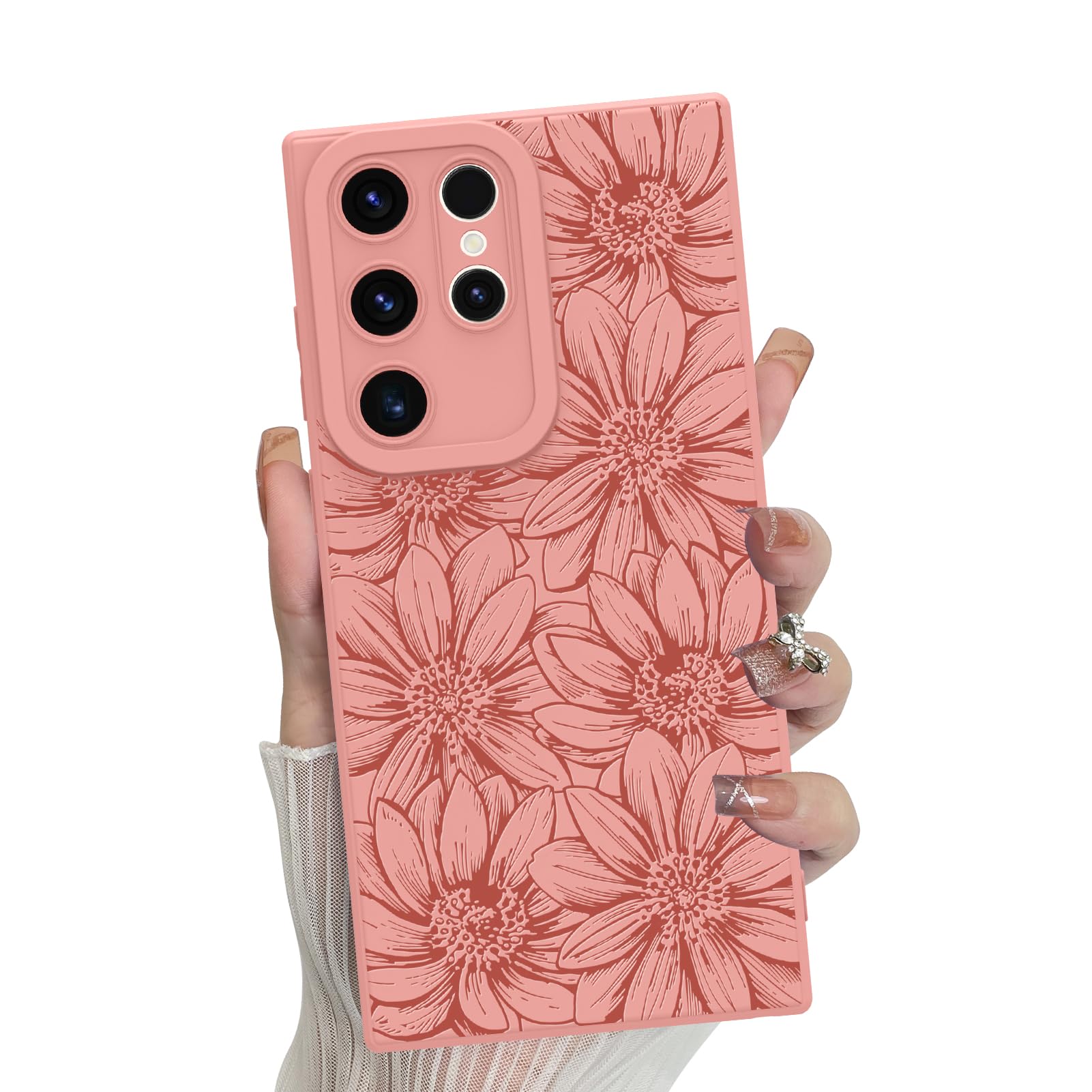 Funda De Silicona Mzelq Con Estampado Floral Rosa Para Samsung Galaxy S23 Ultra - Venta Internacional.