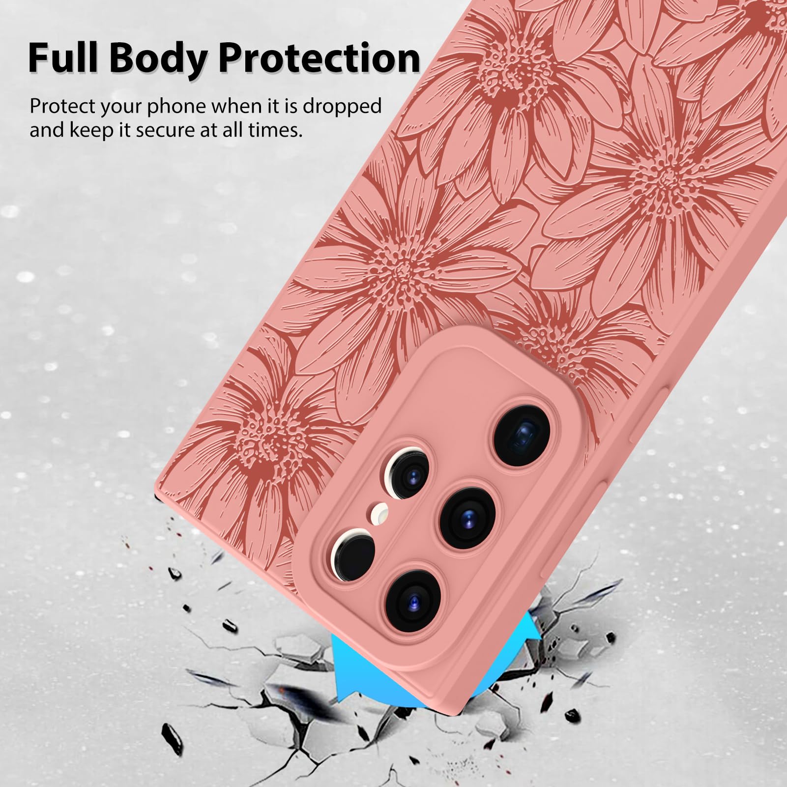 Foto 3 pulgar | Funda De Silicona Mzelq Con Estampado Floral Rosa Para Samsung Galaxy S23 Ultra - Venta Internacional.