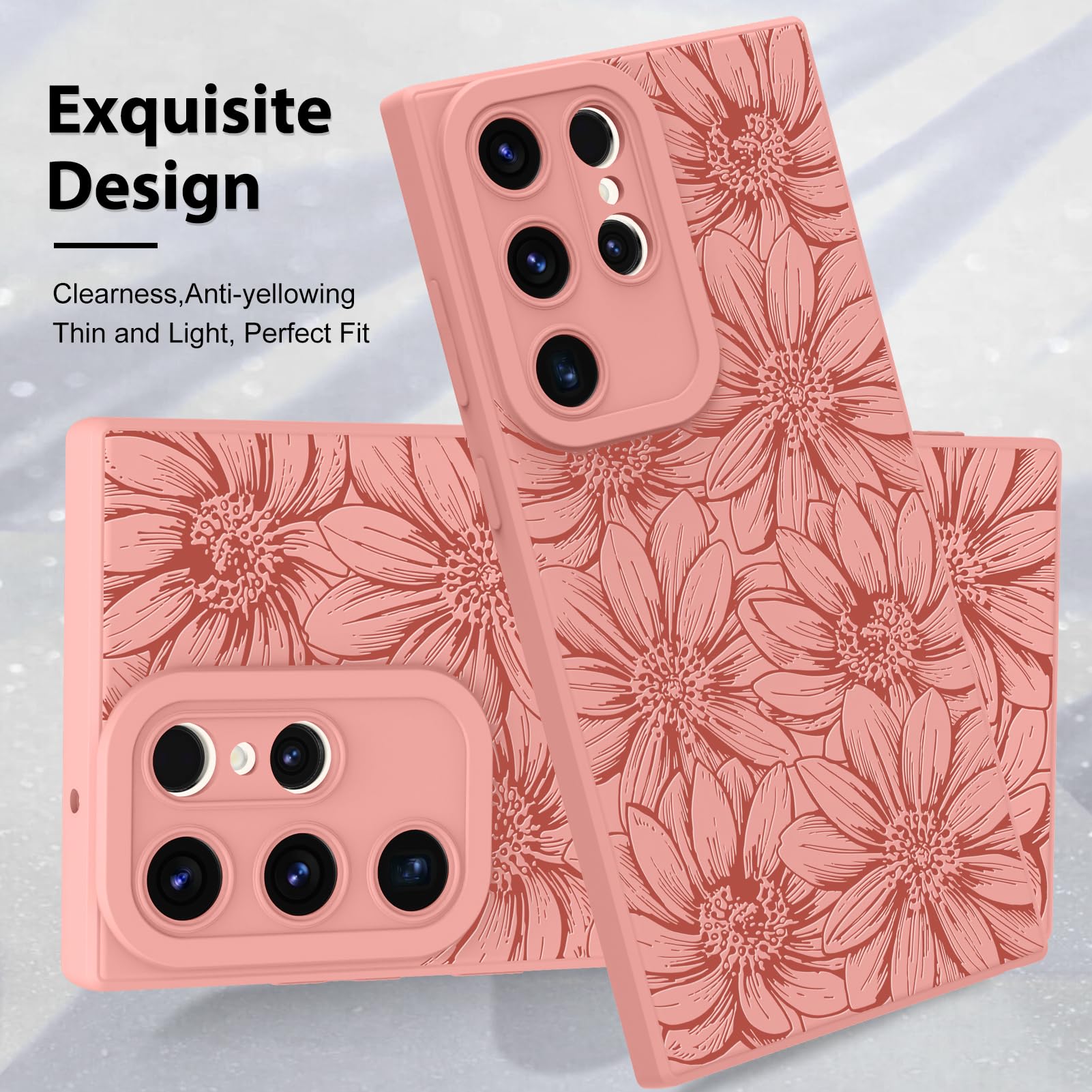 Foto 4 pulgar | Funda De Silicona Mzelq Con Estampado Floral Rosa Para Samsung Galaxy S23 Ultra - Venta Internacional.