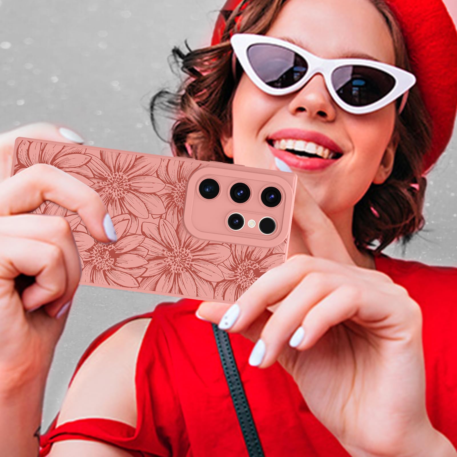 Foto 7 pulgar | Funda De Silicona Mzelq Con Estampado Floral Rosa Para Samsung Galaxy S23 Ultra - Venta Internacional.