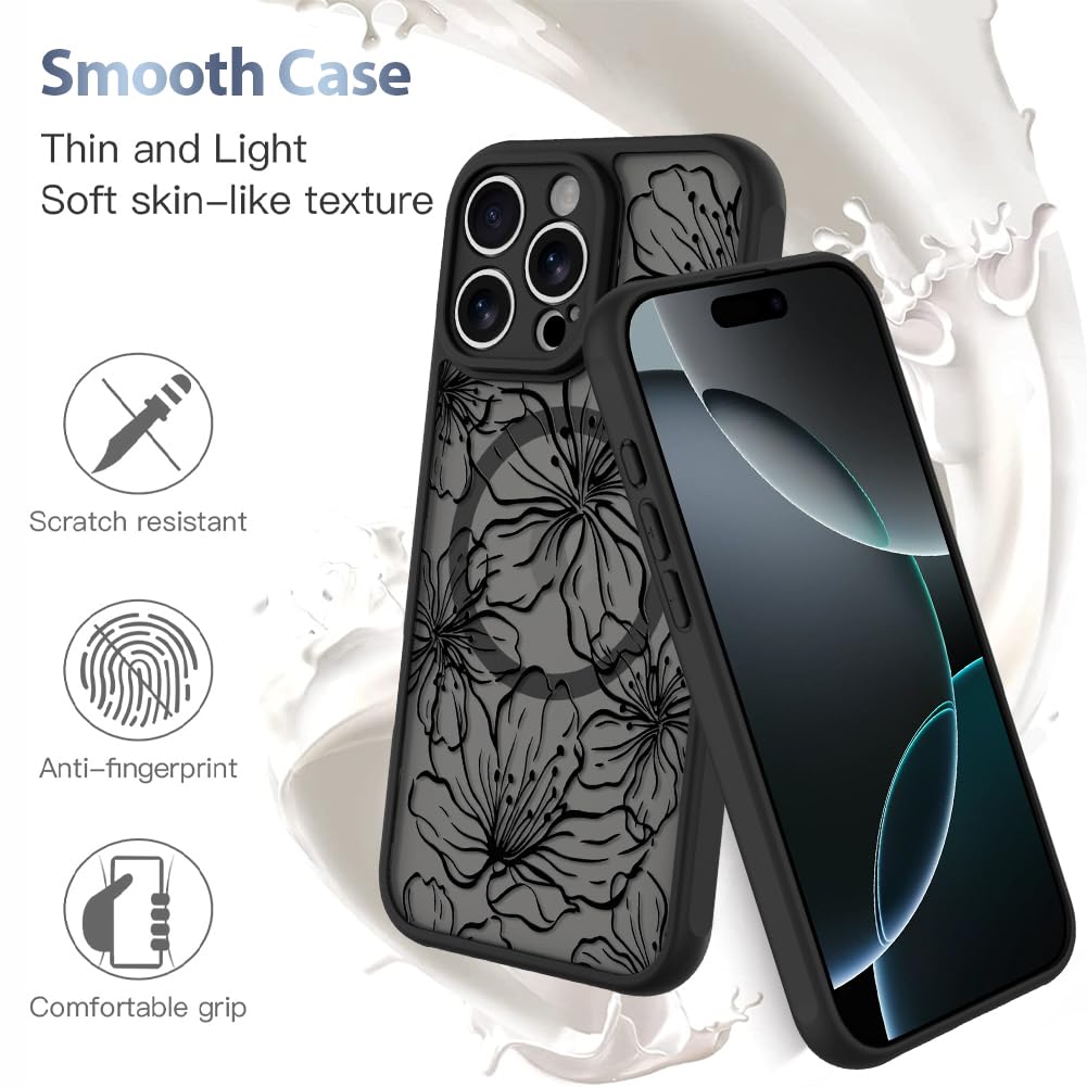 Foto 5 | Funda De Teléfono Aigomara Para Iphone 16 Pro Max Con Magsafe Flowers - Venta Internacional.