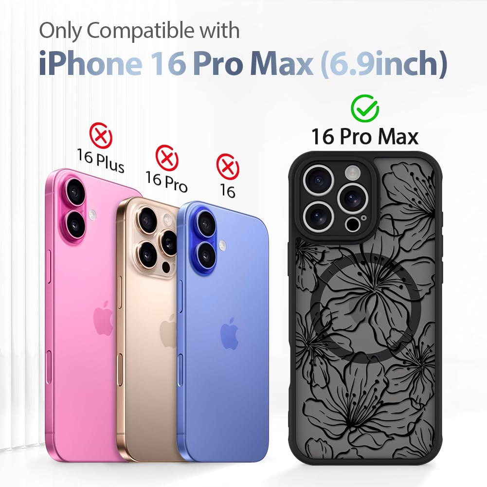 Foto 6 | Funda De Teléfono Aigomara Para Iphone 16 Pro Max Con Magsafe Flowers - Venta Internacional.