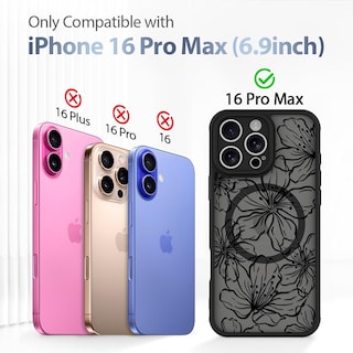 Foto 6 | Funda De Teléfono Aigomara Para Iphone 16 Pro Max Con Magsafe Flowers - Venta Internacional.
