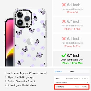 Foto 2 | Funda De Teléfono Mosnovo Para Iphone 14 Pro Max Lila Butterfly - Venta Internacional.