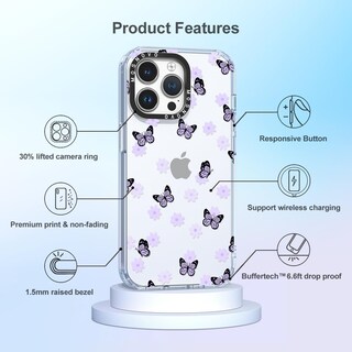 Foto 6 | Funda De Teléfono Mosnovo Para Iphone 14 Pro Max Lila Butterfly - Venta Internacional.