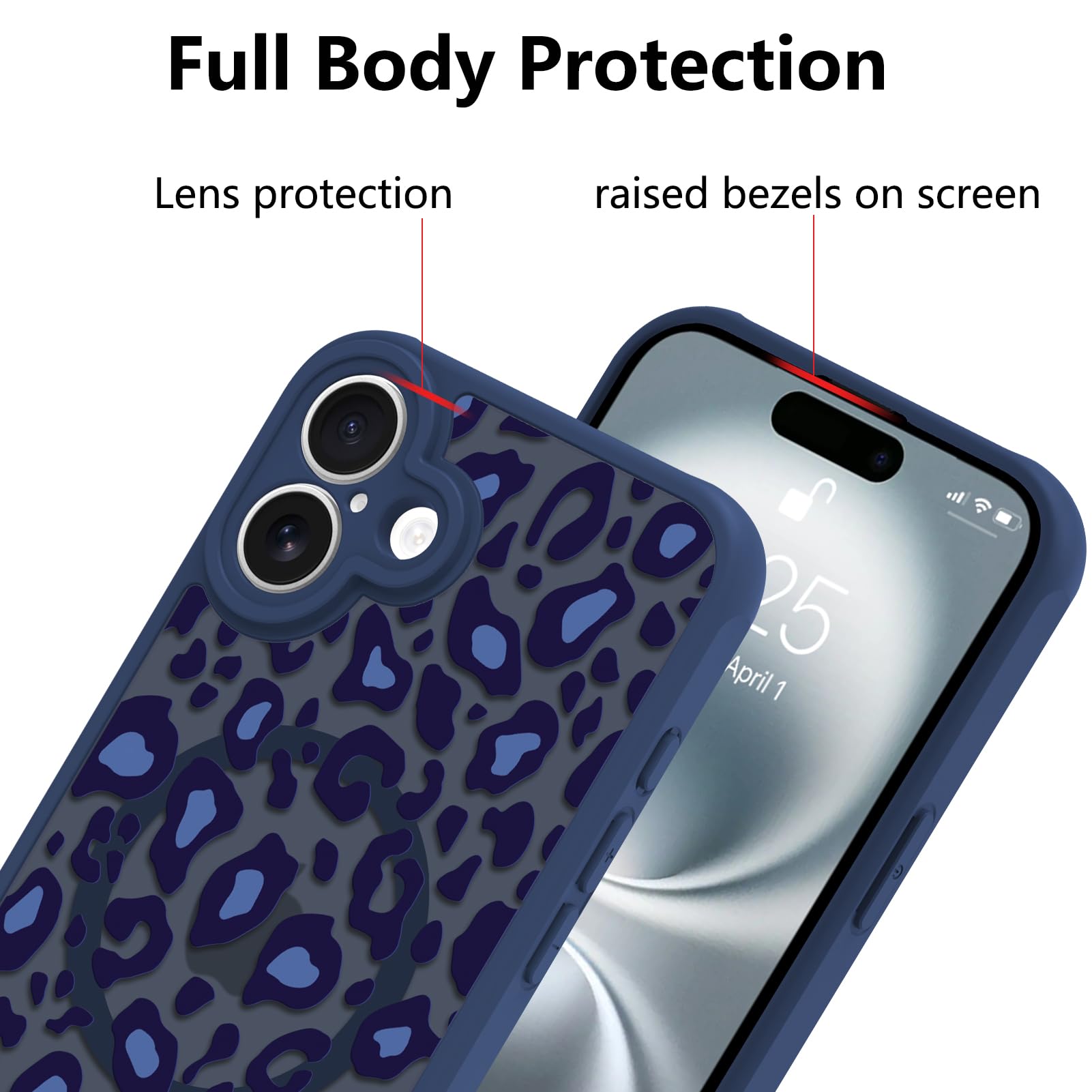 Foto 4 pulgar | Funda Kanghar Para Iphone 16 Plus Con Estampado De Leopardo Azul Magsafe - Venta Internacional.