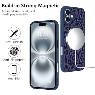 Foto 5 | Funda Kanghar Para Iphone 16 Plus Con Estampado De Leopardo Azul Magsafe - Venta Internacional.