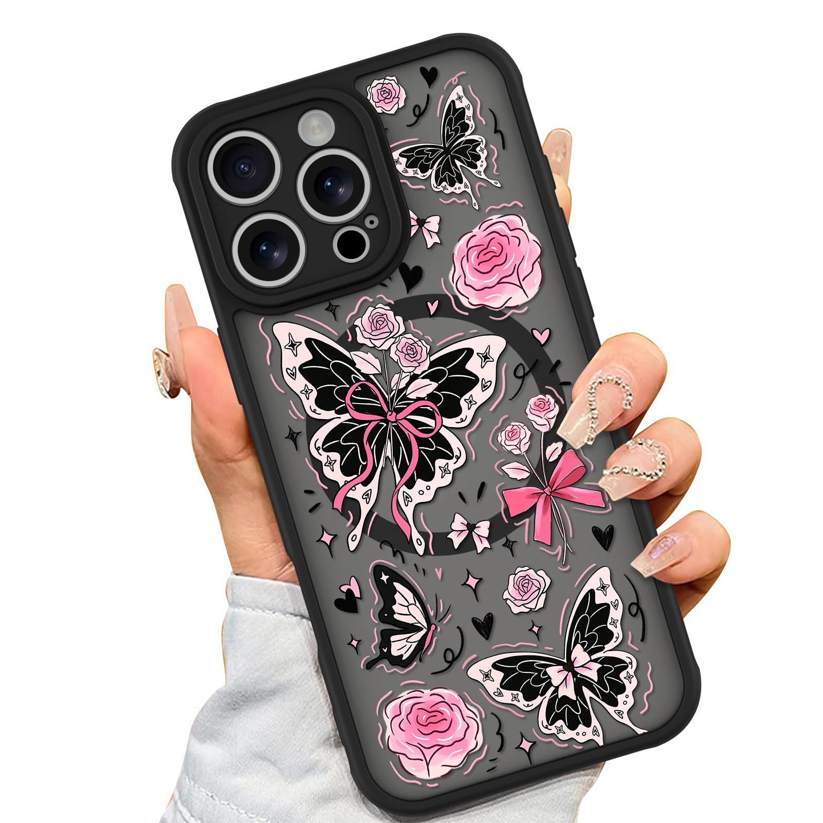 Foto 2 pulgar | Funda De Teléfono Aigomara Para Iphone 16 Pro Con Magsafe Butterfly Pink - Venta Internacional.