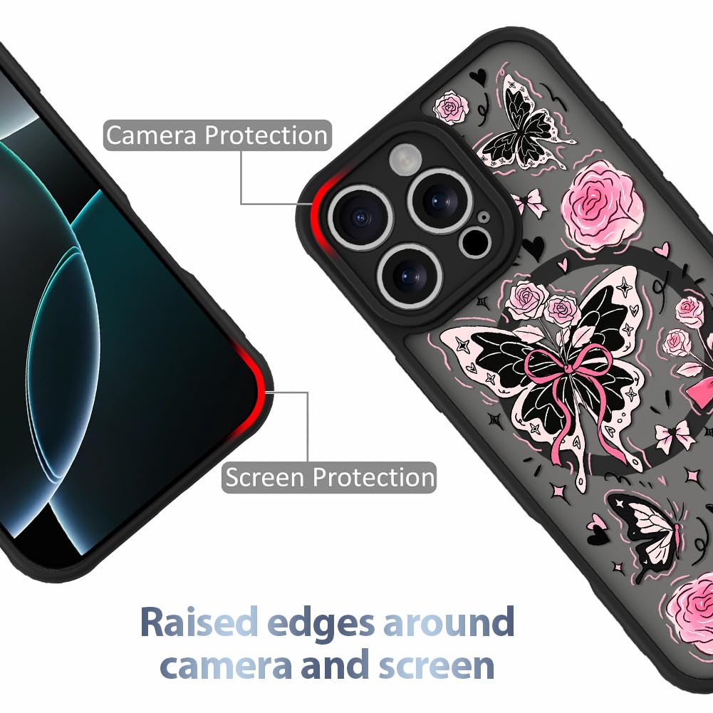 Foto 3 pulgar | Funda De Teléfono Aigomara Para Iphone 16 Pro Con Magsafe Butterfly Pink - Venta Internacional.