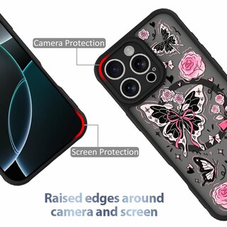 Foto 2 | Funda De Teléfono Aigomara Para Iphone 16 Pro Con Magsafe Butterfly Pink - Venta Internacional.