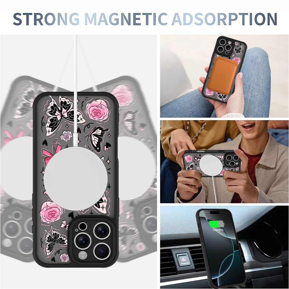 Foto 4 pulgar | Funda De Teléfono Aigomara Para Iphone 16 Pro Con Magsafe Butterfly Pink - Venta Internacional.
