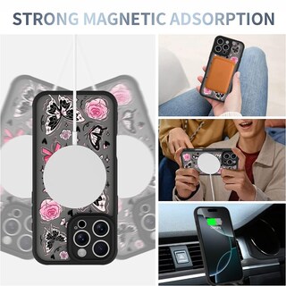 Foto 3 | Funda De Teléfono Aigomara Para Iphone 16 Pro Con Magsafe Butterfly Pink - Venta Internacional.
