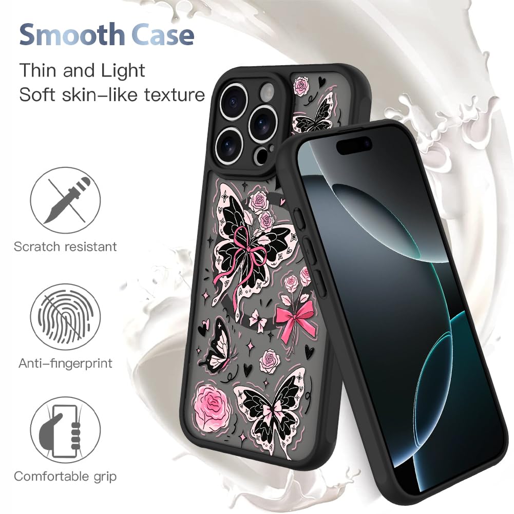 Foto 6 pulgar | Funda De Teléfono Aigomara Para Iphone 16 Pro Con Magsafe Butterfly Pink - Venta Internacional.