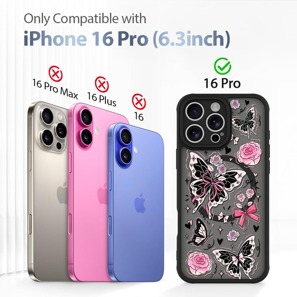 Foto 7 pulgar | Funda De Teléfono Aigomara Para Iphone 16 Pro Con Magsafe Butterfly Pink - Venta Internacional.