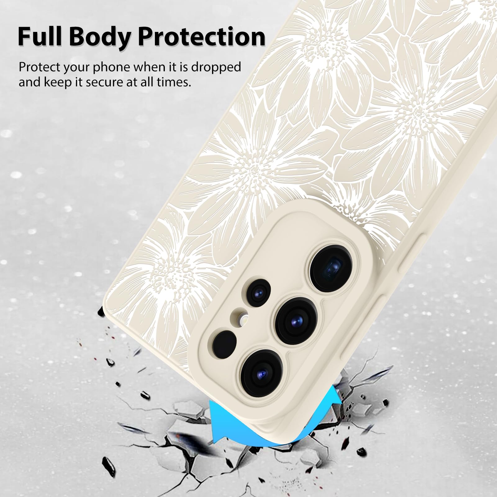 Foto 3 pulgar | Funda De Silicona Mzelq Con Estampado Floral Blanco Para Samsung Galaxy S25 Ultra - Venta Internacional.