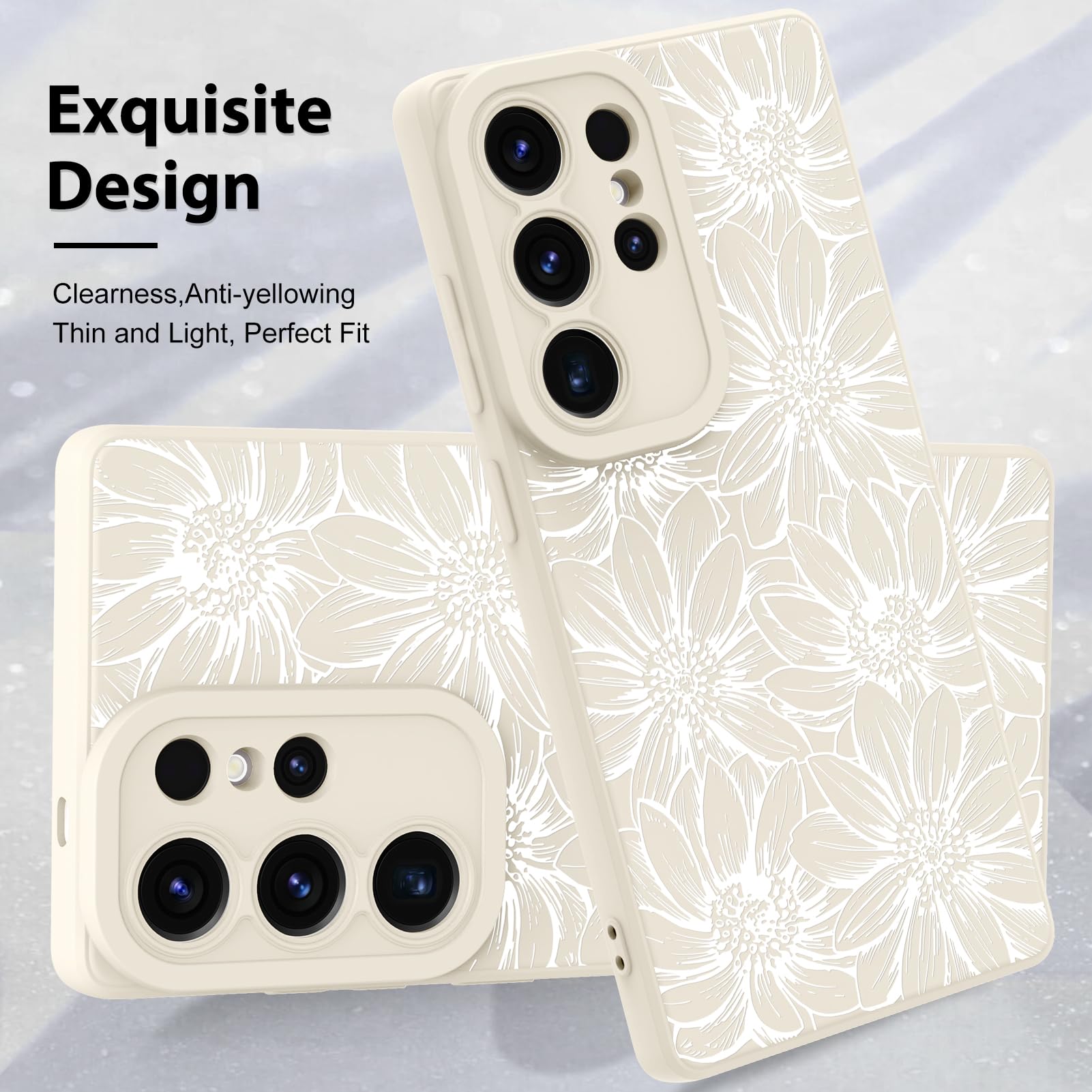 Foto 4 pulgar | Funda De Silicona Mzelq Con Estampado Floral Blanco Para Samsung Galaxy S25 Ultra - Venta Internacional.