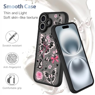 Foto 5 | Funda De Teléfono Aigomara Para Iphone 16 Con Magsafe Butterfly Pink - Venta Internacional.