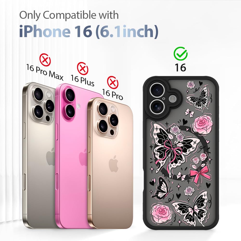 Foto 7 pulgar | Funda De Teléfono Aigomara Para Iphone 16 Con Magsafe Butterfly Pink - Venta Internacional.