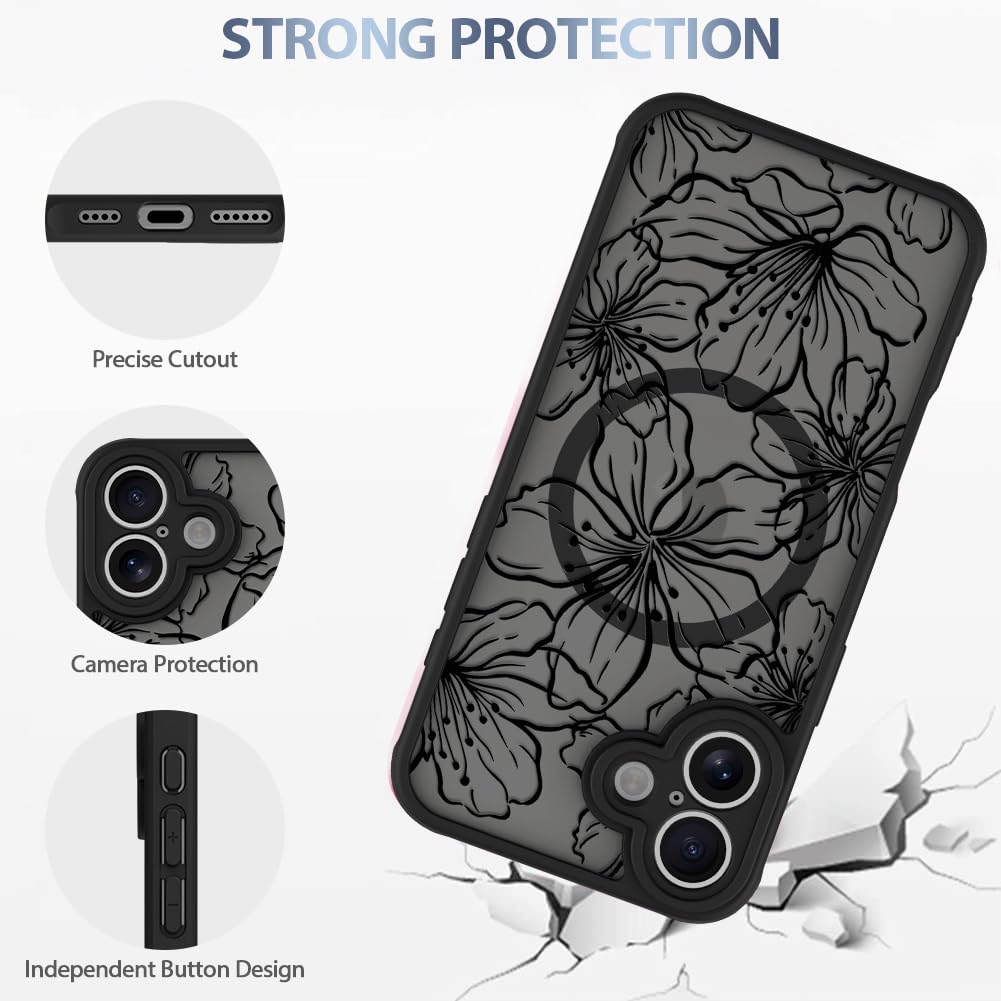 Foto 5 pulgar | Funda De Teléfono Aigomara Para Iphone 16 Con Flores Estéticas Magsafe - Venta Internacional.