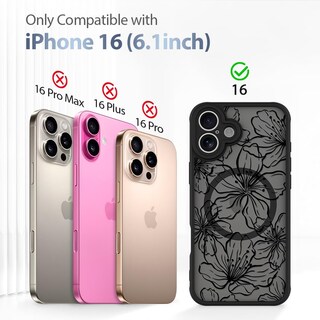 Foto 6 | Funda De Teléfono Aigomara Para Iphone 16 Con Flores Estéticas Magsafe - Venta Internacional.