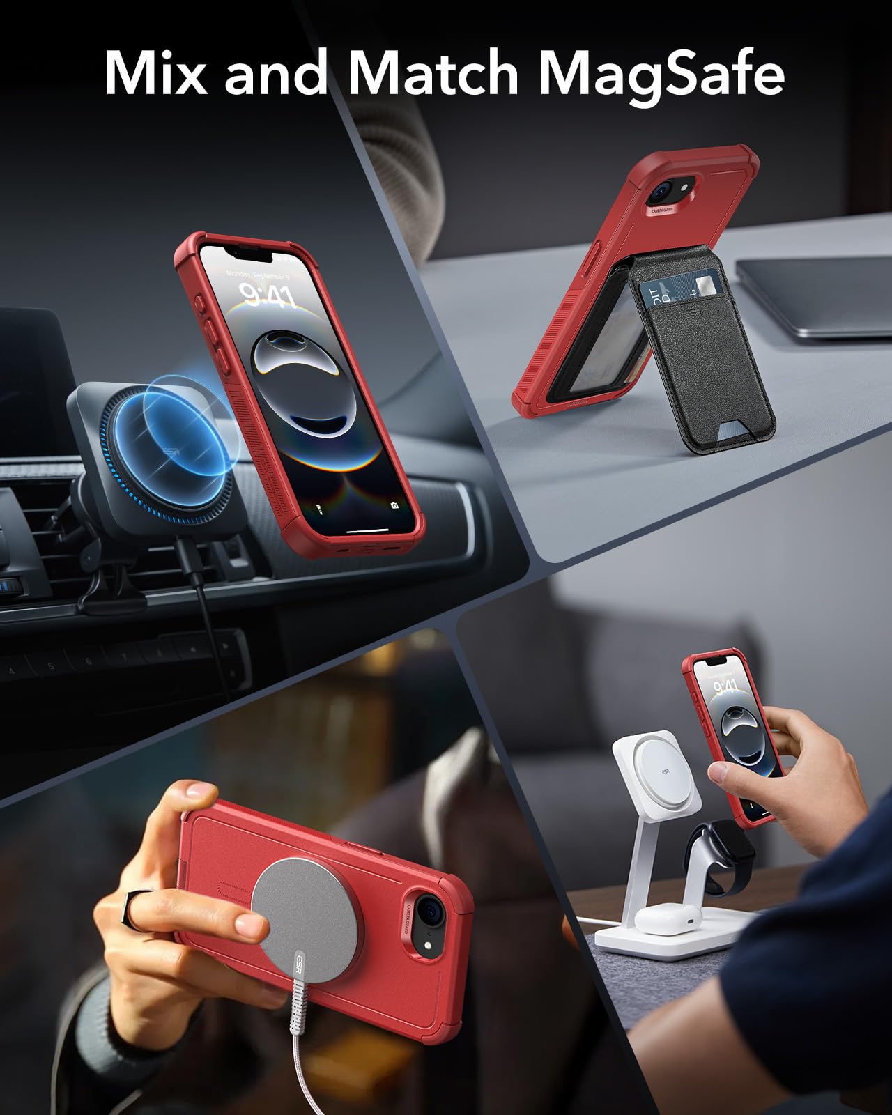 Foto 6 pulgar | Funda De Teléfono Esr Cyber Series Para Iphone 16e Con Magsafe Red - Venta Internacional.