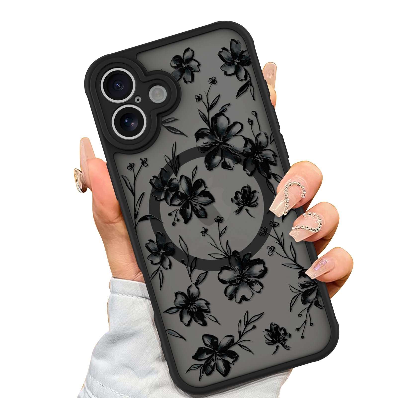 Foto 2 pulgar | Funda De Teléfono Aigomara Para Iphone 16 Con Diseño Floral De Tinta Magsafe - Venta Internacional.
