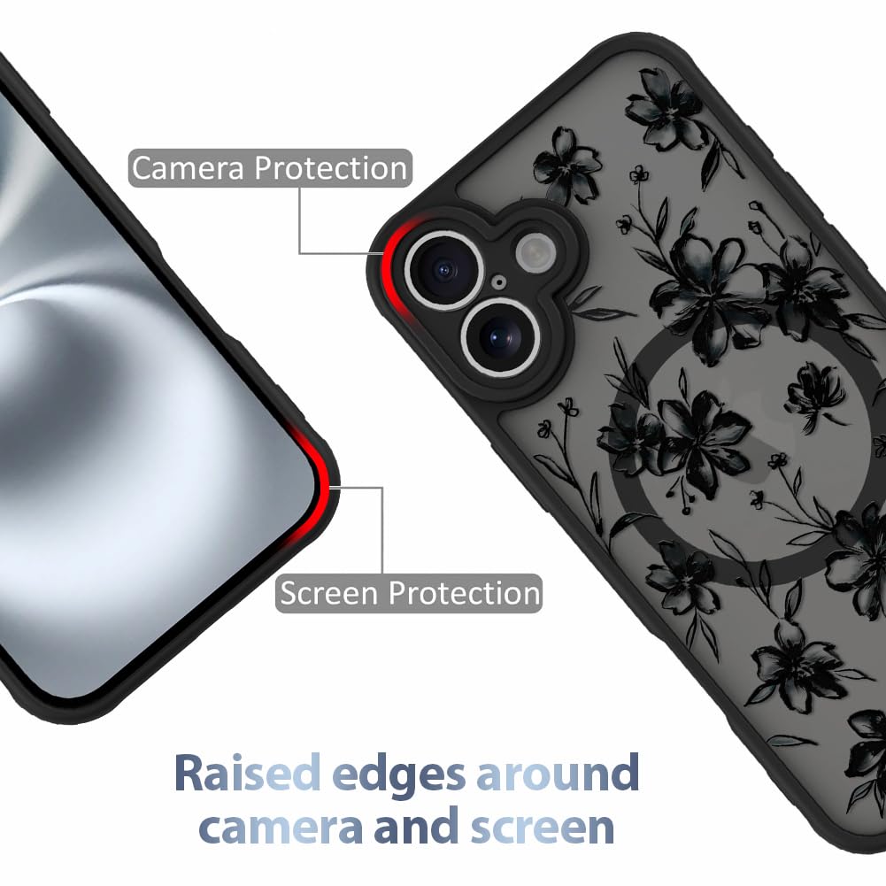 Foto 3 pulgar | Funda De Teléfono Aigomara Para Iphone 16 Con Diseño Floral De Tinta Magsafe - Venta Internacional.