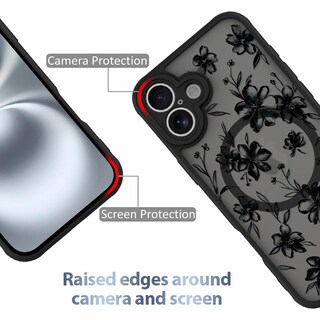 Foto 2 | Funda De Teléfono Aigomara Para Iphone 16 Con Diseño Floral De Tinta Magsafe - Venta Internacional.