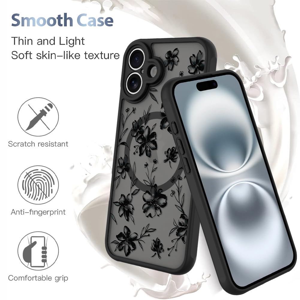 Foto 6 pulgar | Funda De Teléfono Aigomara Para Iphone 16 Con Diseño Floral De Tinta Magsafe - Venta Internacional.
