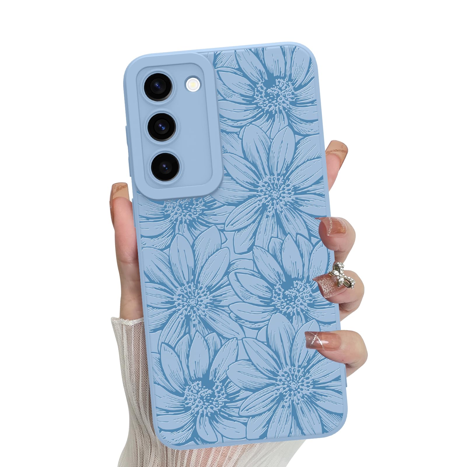Foto 1 | Funda De Silicona Mzelq Con Estampado Floral Azul Para Samsung Galaxy S23 - Venta Internacional.