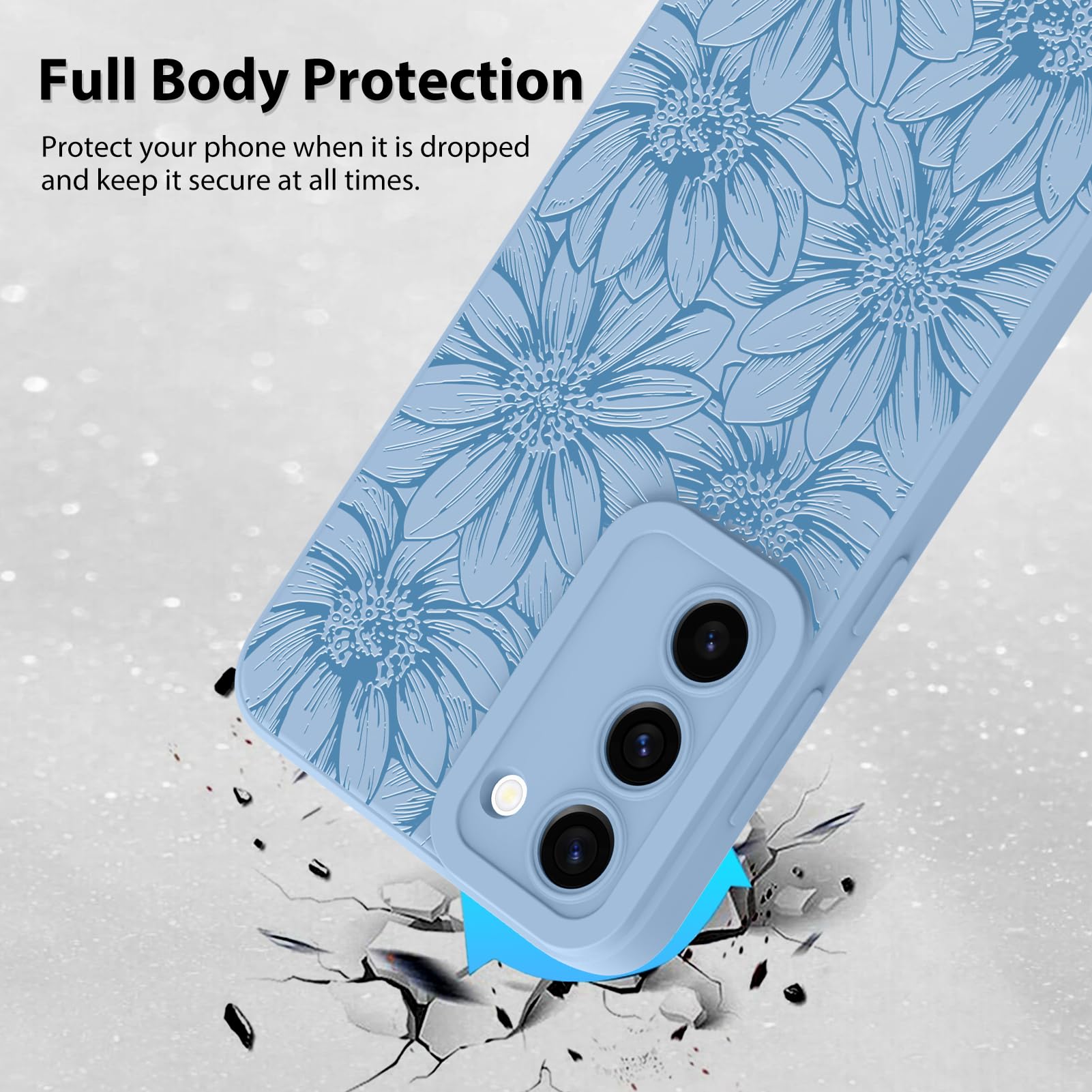 Foto 3 pulgar | Funda De Silicona Mzelq Con Estampado Floral Azul Para Samsung Galaxy S23 - Venta Internacional.