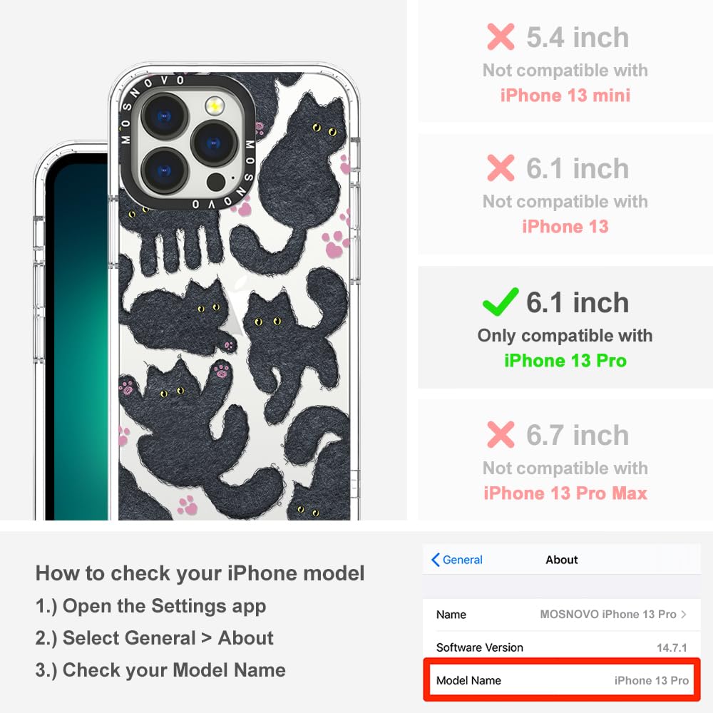 Foto 3 pulgar | Funda De Teléfono Mosnovo Para Iphone 13 Pro Buffertech Black Furry Cat - Venta Internacional.