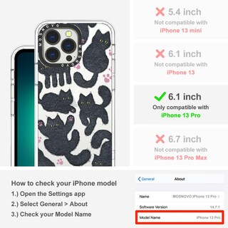 Foto 2 | Funda De Teléfono Mosnovo Para Iphone 13 Pro Buffertech Black Furry Cat - Venta Internacional.