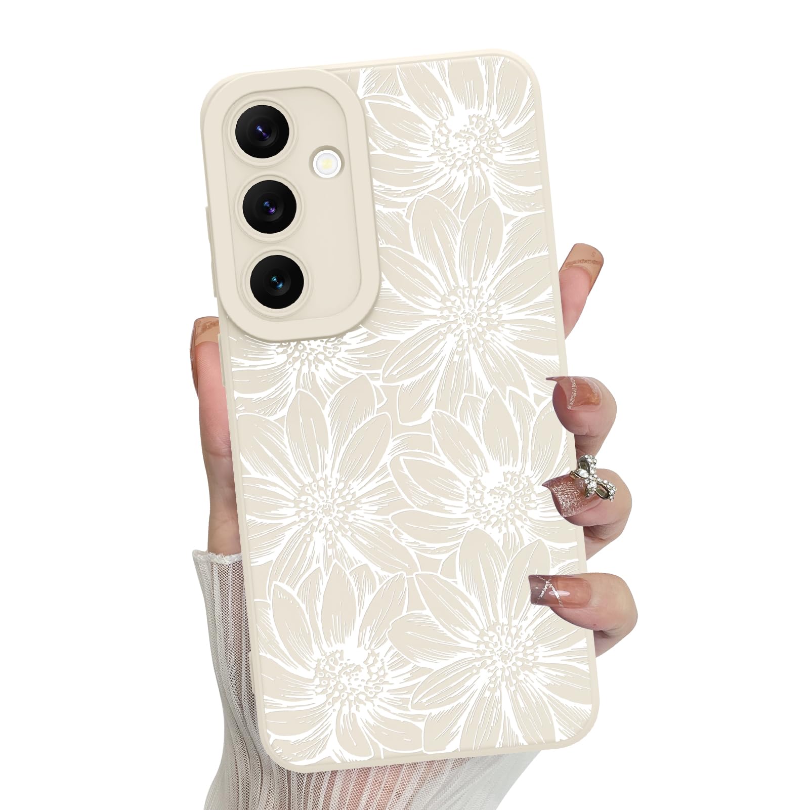 Funda De Silicona Mzelq Con Estampado Floral Blanco Para Samsung Galaxy S24 Fe - Venta Internacional.