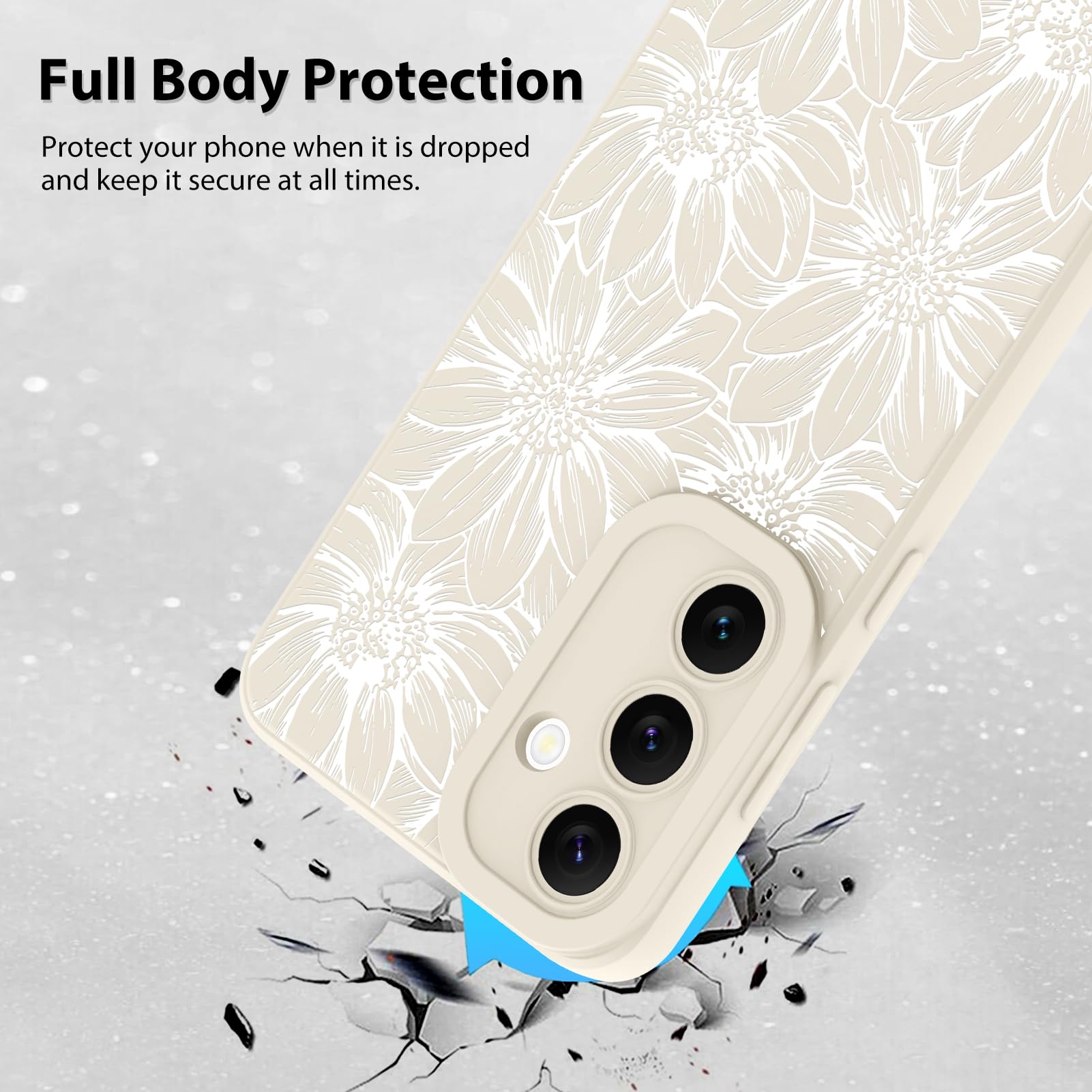 Foto 3 pulgar | Funda De Silicona Mzelq Con Estampado Floral Blanco Para Samsung Galaxy S24 Fe - Venta Internacional.