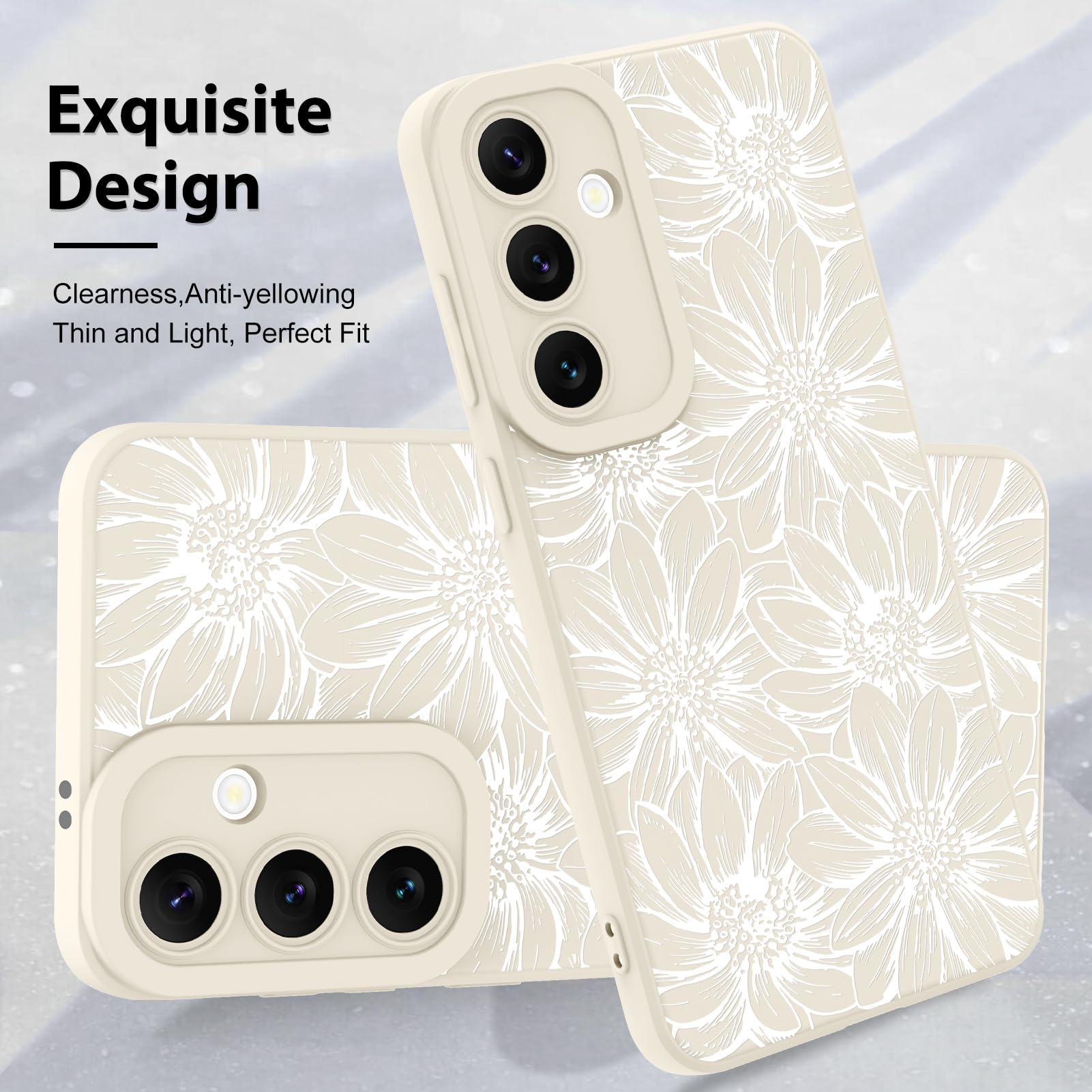 Foto 4 pulgar | Funda De Silicona Mzelq Con Estampado Floral Blanco Para Samsung Galaxy S24 Fe - Venta Internacional.