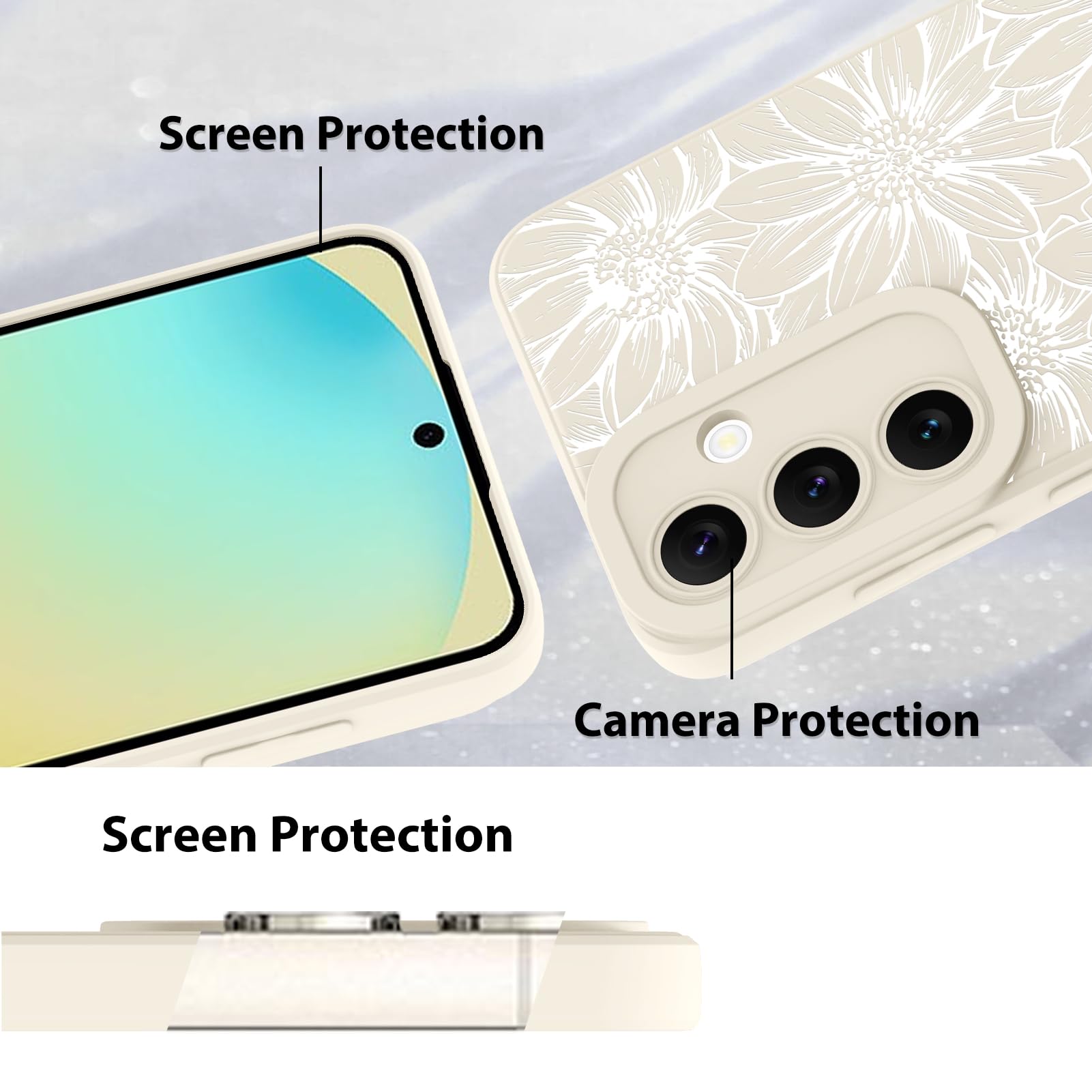 Foto 5 pulgar | Funda De Silicona Mzelq Con Estampado Floral Blanco Para Samsung Galaxy S24 Fe - Venta Internacional.