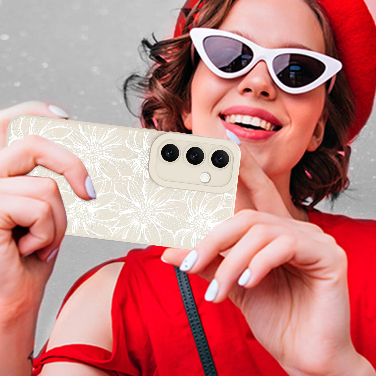 Foto 6 | Funda De Silicona Mzelq Con Estampado Floral Blanco Para Samsung Galaxy S24 Fe - Venta Internacional.