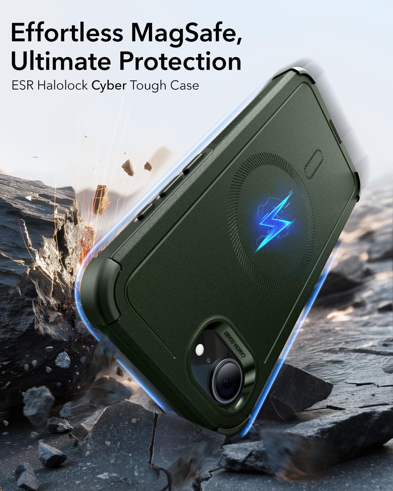 Foto 3 pulgar | Funda Esr Para Iphone 16e Cyber Series Con Magsafe Army Green - Venta Internacional.