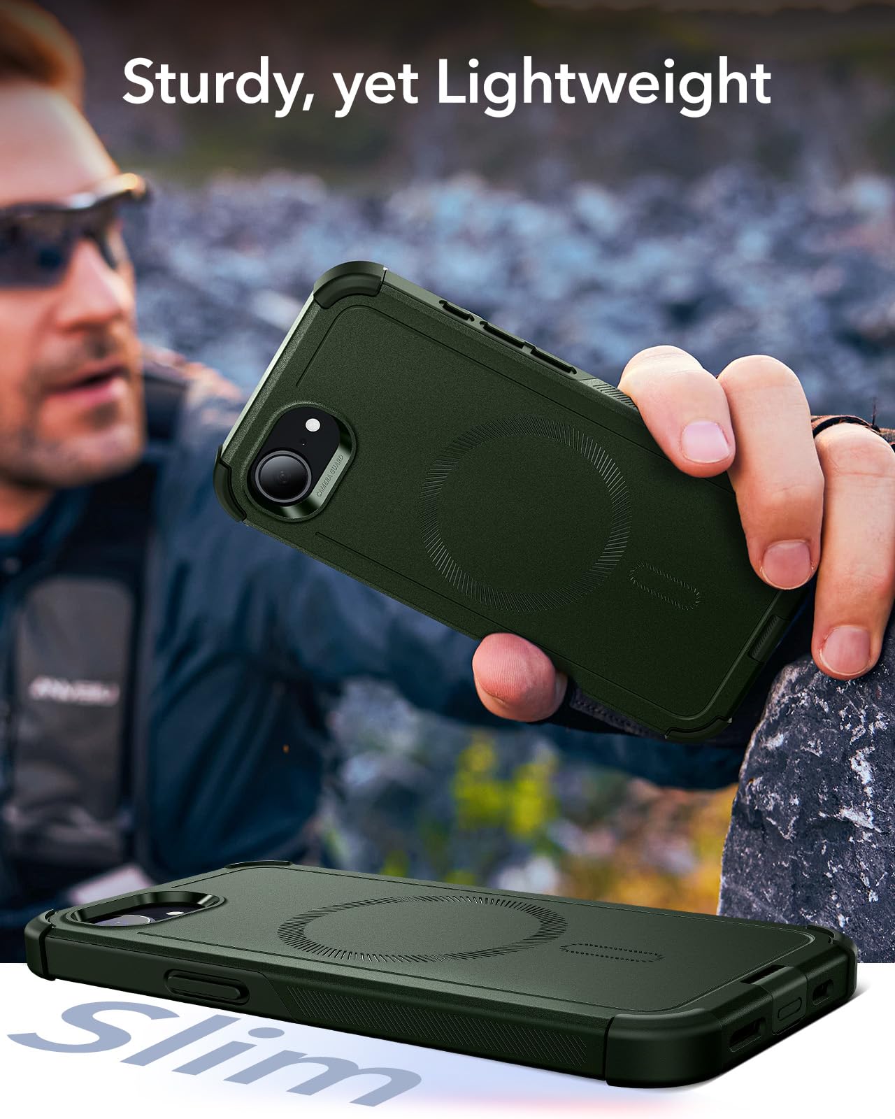 Foto 8 pulgar | Funda Esr Para Iphone 16e Cyber Series Con Magsafe Army Green - Venta Internacional.