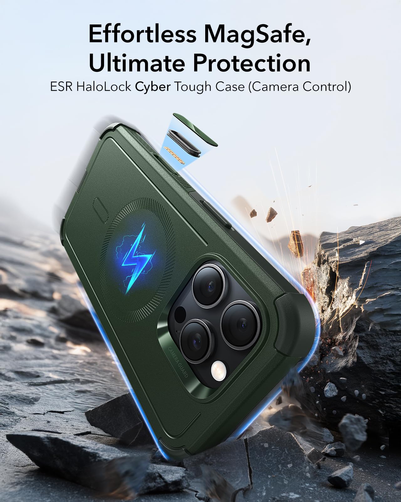 Foto 3 pulgar | Funda De Teléfono Esr Para Iphone 16 Pro Con Protección Contra Caídas De 7,01 M, Color Verde Militar - Venta Inter