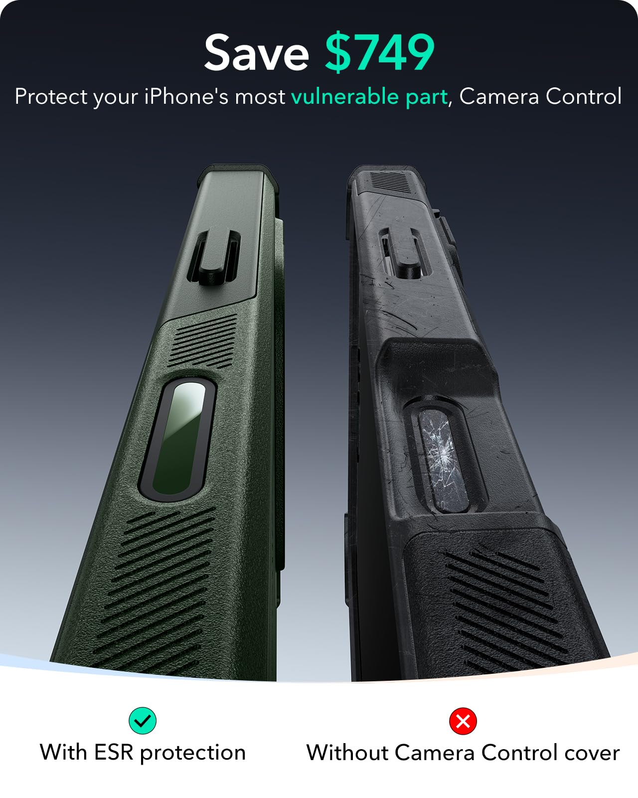 Foto 4 pulgar | Funda De Teléfono Esr Para Iphone 16 Pro Con Protección Contra Caídas De 7,01 M, Color Verde Militar - Venta Inter