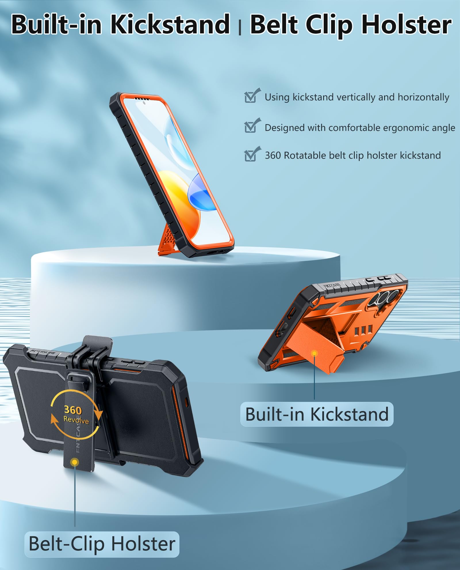 Foto 6 pulgar | Funda De Teléfono Fntcase Para Samsung Galaxy S25/s24 De 6.2 Pulgadas, Color Naranja - Venta Internacional.