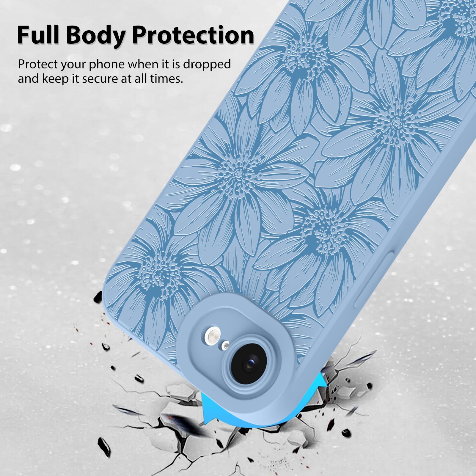 Foto 2 | Funda De Teléfono Mzelq Para Iphone 16e (silicona), Color Negro, Floral Y Azul - Venta Internacional.