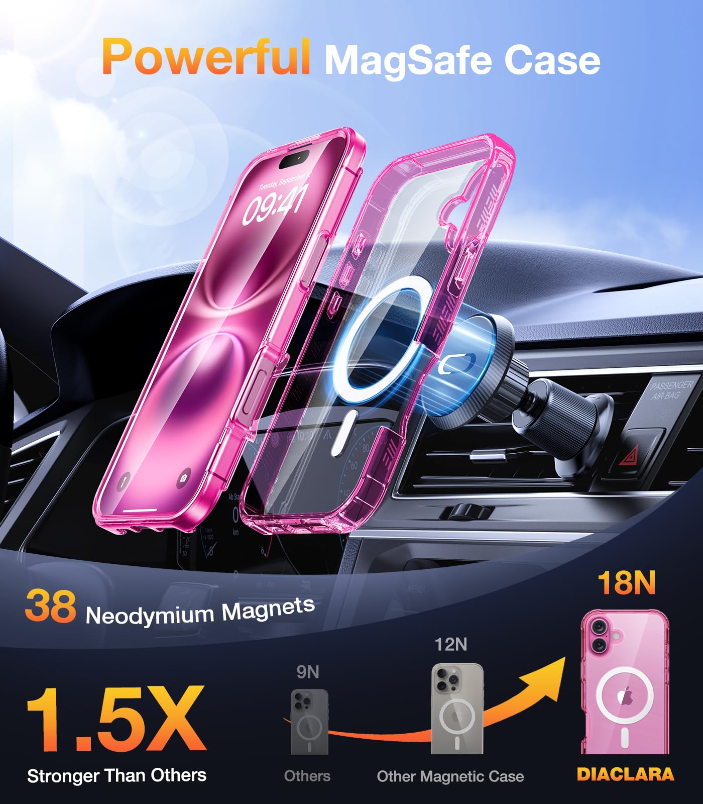 Foto 6 pulgar | Funda Para Teléfono Diaclara Diseñada Para Iphone 16 Plus, Color Rosa Transparente - Venta Internacional.