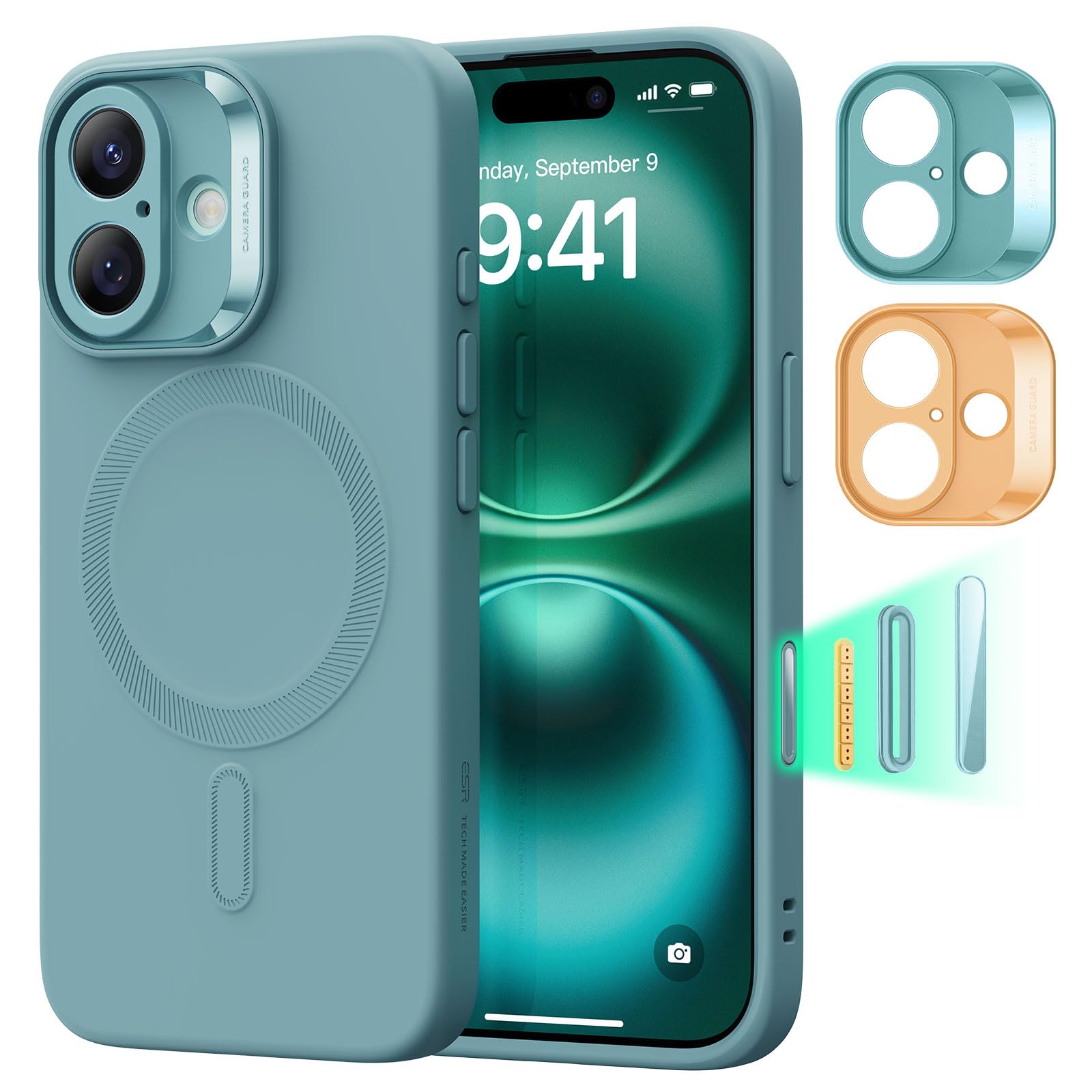 Foto 2 pulgar | Funda Esr Para Iphone 16 Plus Con Magsafe, Color Verde Azulado A Prueba De Golpes - Venta Internacional.